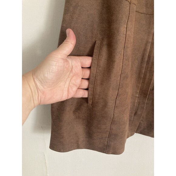Chico’s Edgy Faux Leather Vest Topper LARGE Java Brown Versatile Sophisticated - Picture 6 of 9